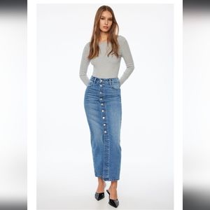 Bardot Denim Buttoned Midi Skirt